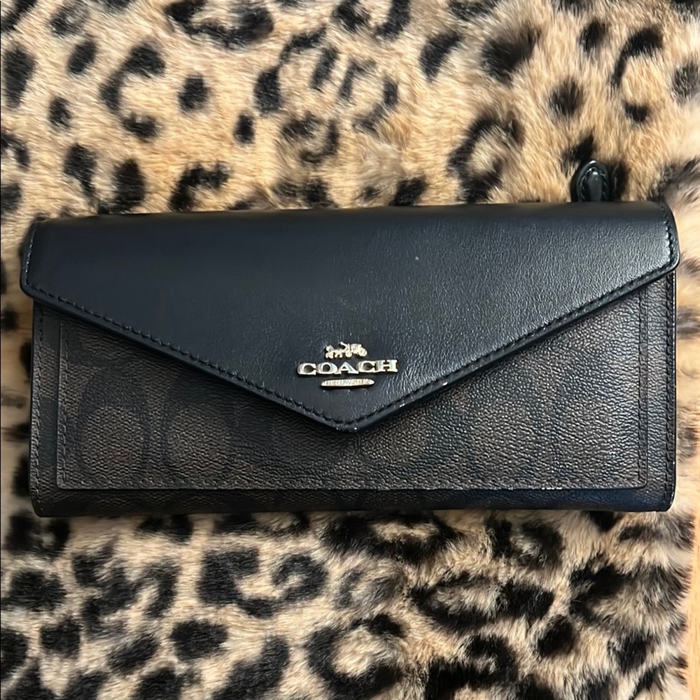 Coach Black and Brown Signature Wallet